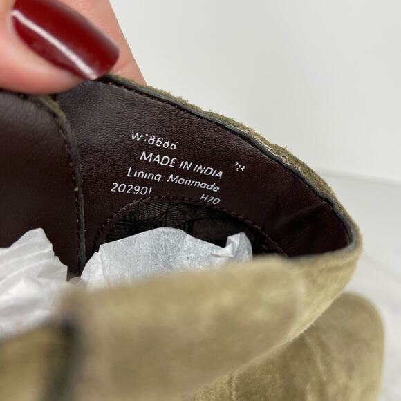 New Cole Haan Maci Western Ankle Boots Pull On Olive Green Suede Heeled US 7 - Picture 10 of 10